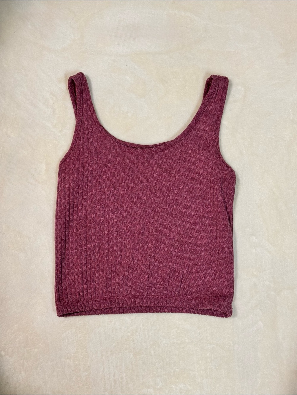 Olivia Rae Ribbed Crop Tank - Wine Berry